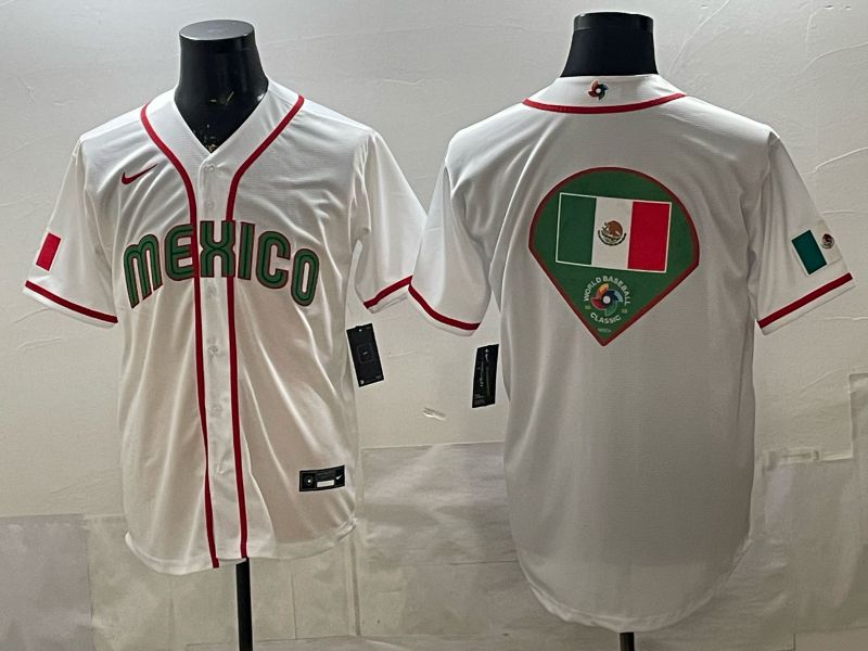 Men 2026 World Cub Mexico Blank White Game Nike MLB Jersey style 0011->->MLB Jersey